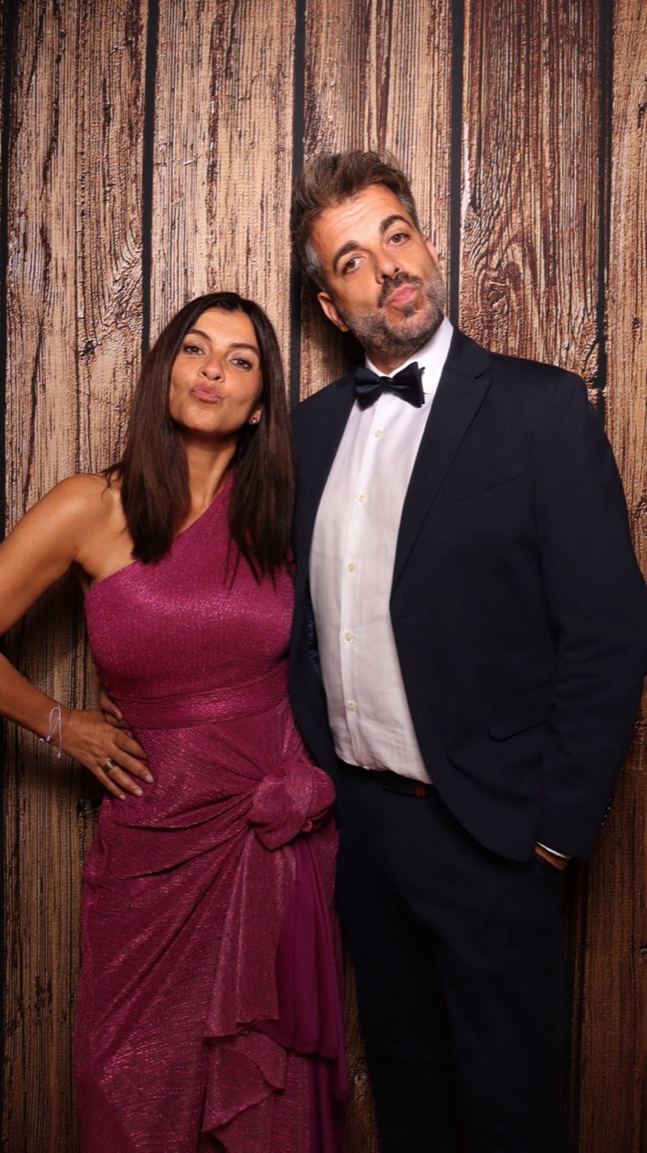 A fun moment at the photobooth during the party
